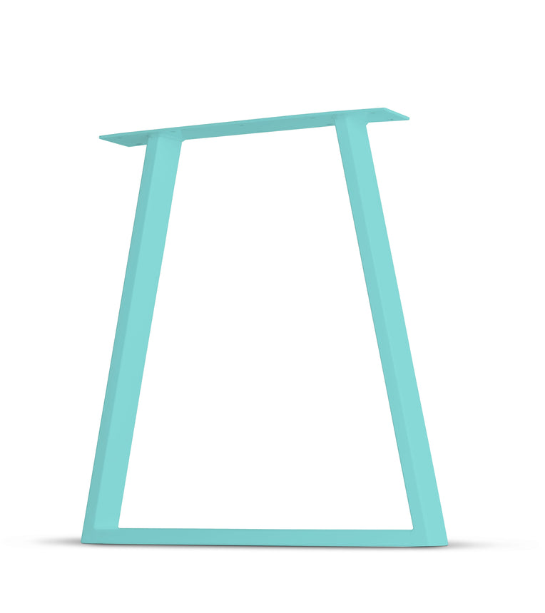 Trapezoid Tube Steel Table & Bench Leg - 3" x 1" Tube Steel - Mid Century Turquoise