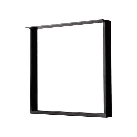 Semi Exact Square Table & Bench Leg - 3" x 1" Tube Steel - 12" H, 40" W - Jet Black Satin Finish